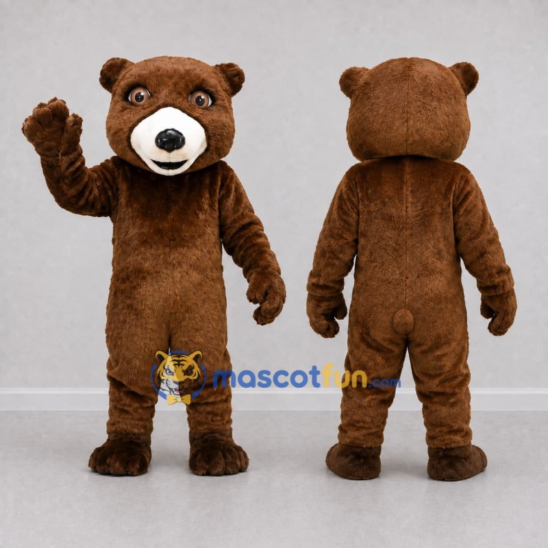 Custom Brown and White Bear Mascot Costume Adult Full Body Suit for Wildlife Events Custom Brown and White Bear Mascot Costume Adult Full Body Suit for Wildlife Events