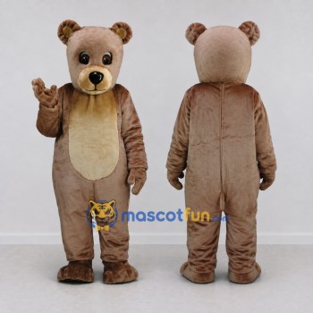 Custom Taupe and Cream Teddy Bear Mascot Costume Adult Full Body Suit for Children's Events