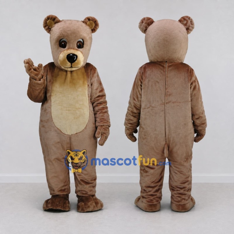 Custom Taupe and Cream Teddy Bear Mascot Costume Adult Full Body Suit for Children's Events Custom Taupe and Cream Teddy Bear Mascot Costume Adult Full Body Suit for Children's Events