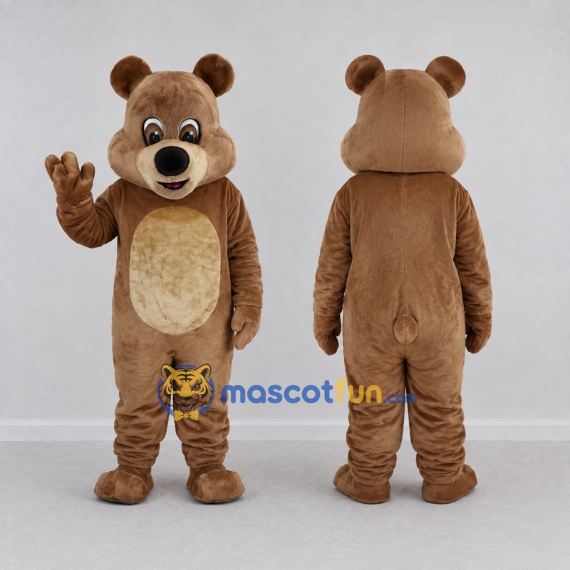 Custom Brown and Cream Bear Mascot Costume Adult Full Body Suit for School Events Custom Brown and Cream Bear Mascot Costume Adult Full Body Suit for School Events