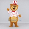 Custom Golden Brown Red and White Top Hat Bear Mascot Costume Adult Full Body Suit for Parades Custom Golden Brown Red and White Top Hat Bear Mascot Costume Adult Full Body Suit for Parades