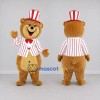 Custom Golden Brown Red and White Top Hat Bear Mascot Costume Adult Full Body Suit for Parades Custom Golden Brown Red and White Top Hat Bear Mascot Costume Adult Full Body Suit for Parades