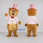 Custom Golden Brown Red and White Top Hat Bear Mascot Costume Adult Full Body Suit for Parades