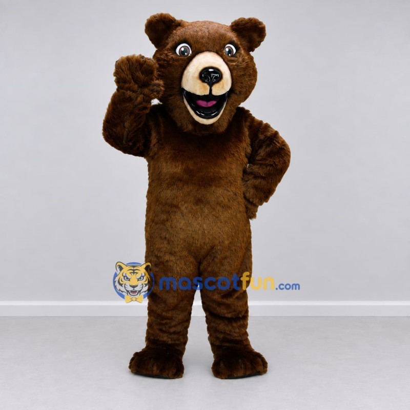 Custom Dark Brown and Cream Bear Mascot Costume Adult Full Body Suit for School Events