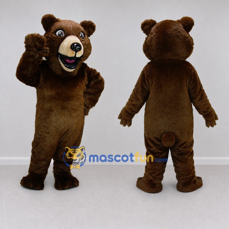 Custom Dark Brown and Cream Bear Mascot Costume Adult Full Body Suit for School Events
