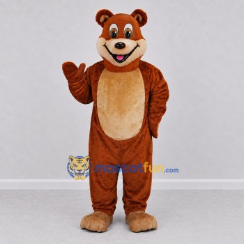Custom Reddish Brown and Tan Bear Mascot Costume Adult Full Body Suit for Children's Events