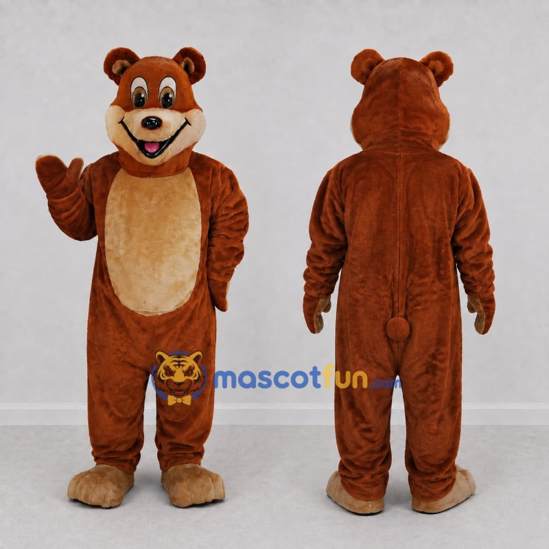 Custom Reddish Brown and Tan Bear Mascot Costume Adult Full Body Suit for Children's Events Custom Reddish Brown and Tan Bear Mascot Costume Adult Full Body Suit for Children's Events