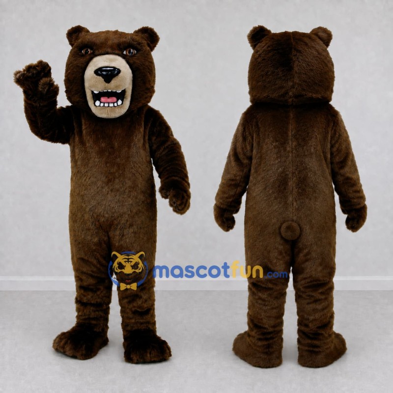Custom Dark Brown and Cream Bear Mascot Costume Adult Full Body Suit for Sports Events