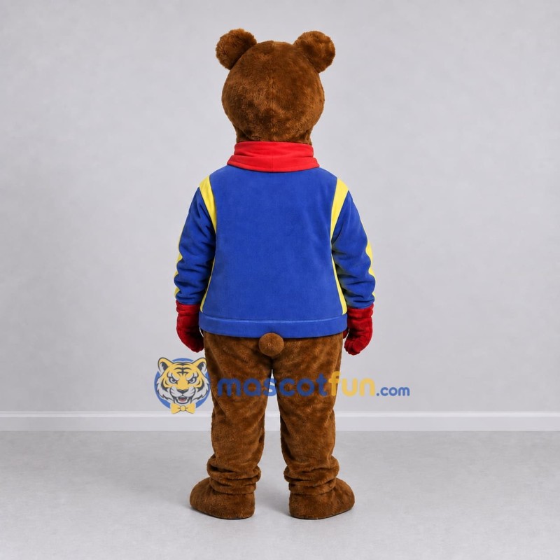 Custom Brown Blue and Red Bear Mascot Costume Adult Full Body Suit for Winter Events