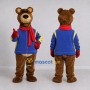 Custom Brown Blue and Red Bear Mascot Costume Adult Full Body Suit for Winter Events
