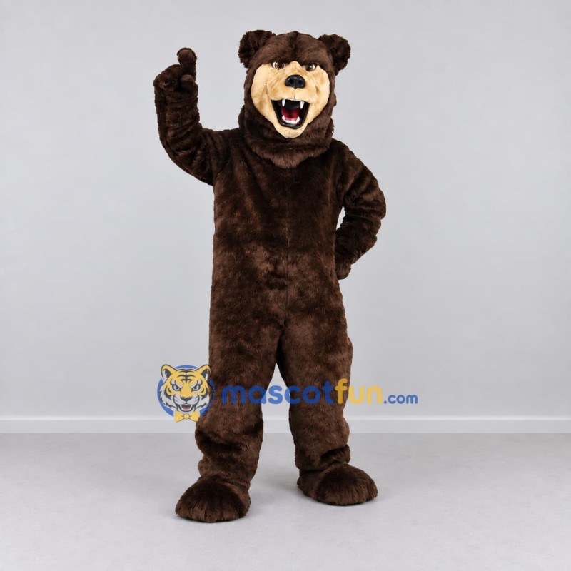 Custom Dark Brown and Tan Bear Mascot Costume Adult Full Body Suit for Sports Events