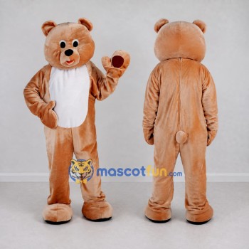 Custom Tan and White Teddy Bear Mascot Costume Adult Full Body Suit for Children's Events