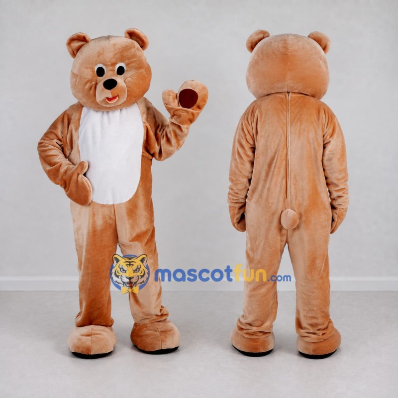 Custom Tan and White Teddy Bear Mascot Costume Adult Full Body Suit for Children's Events Custom Tan and White Teddy Bear Mascot Costume Adult Full Body Suit for Children's Events