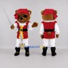 Custom Brown Red and White Pirate Bear Mascot Costume Adult Full Body Suit for Themed Events
