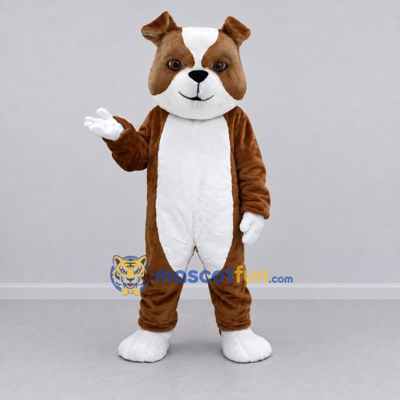Custom Brown and White Dog Mascot Costume Adult Full Body Suit for Pet Events Custom Brown and White Dog Mascot Costume Adult Full Body Suit for Pet Events
