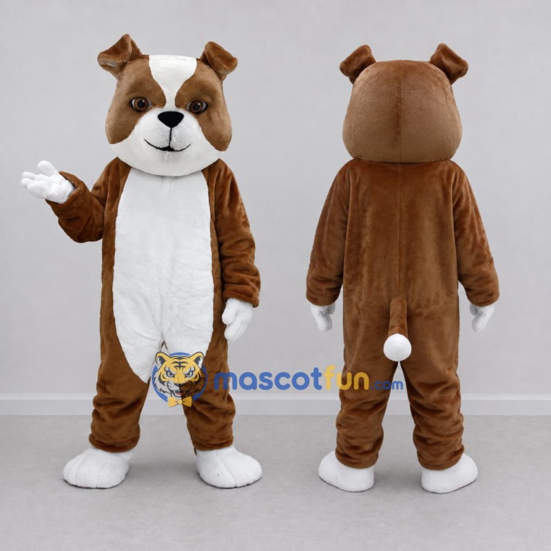 Custom Brown and White Dog Mascot Costume Adult Full Body Suit for Pet Events Custom Brown and White Dog Mascot Costume Adult Full Body Suit for Pet Events