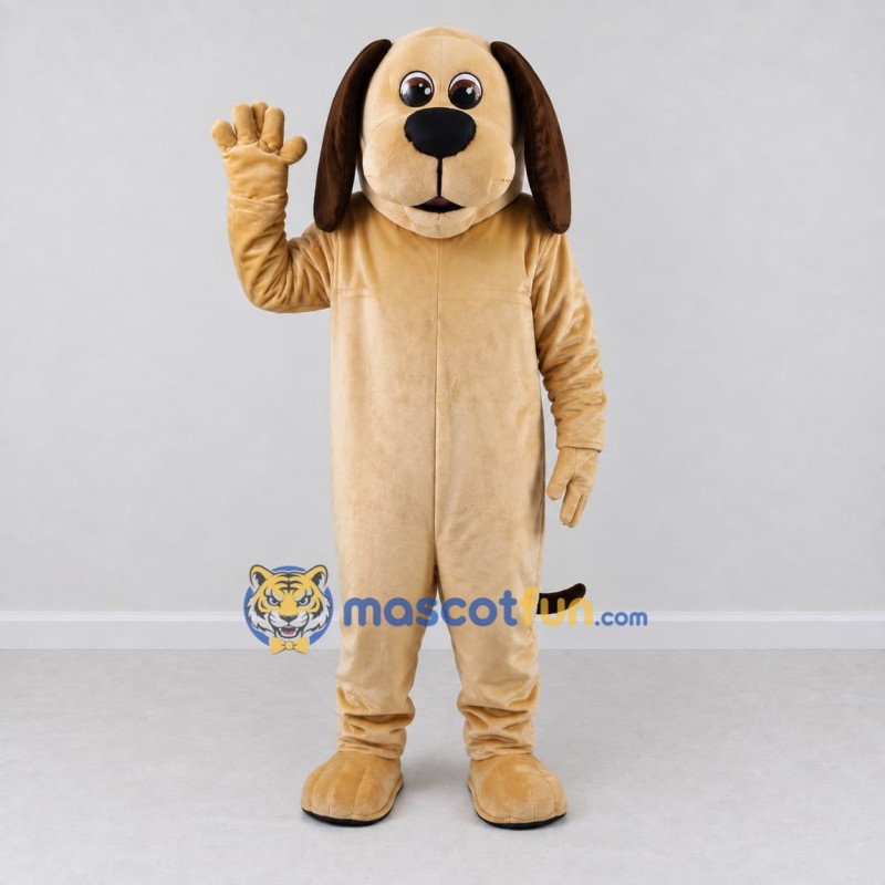 Custom Tan and Brown Dog Mascot Costume Adult Full Body Suit for School Events Custom Tan and Brown Dog Mascot Costume Adult Full Body Suit for School Events