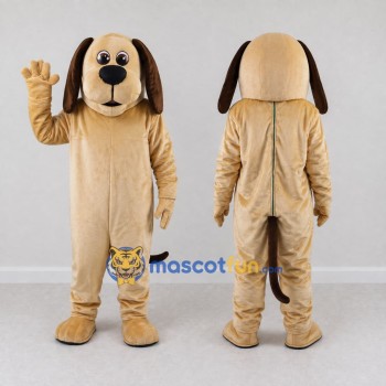 Custom Tan and Brown Dog Mascot Costume Adult Full Body Suit for School Events