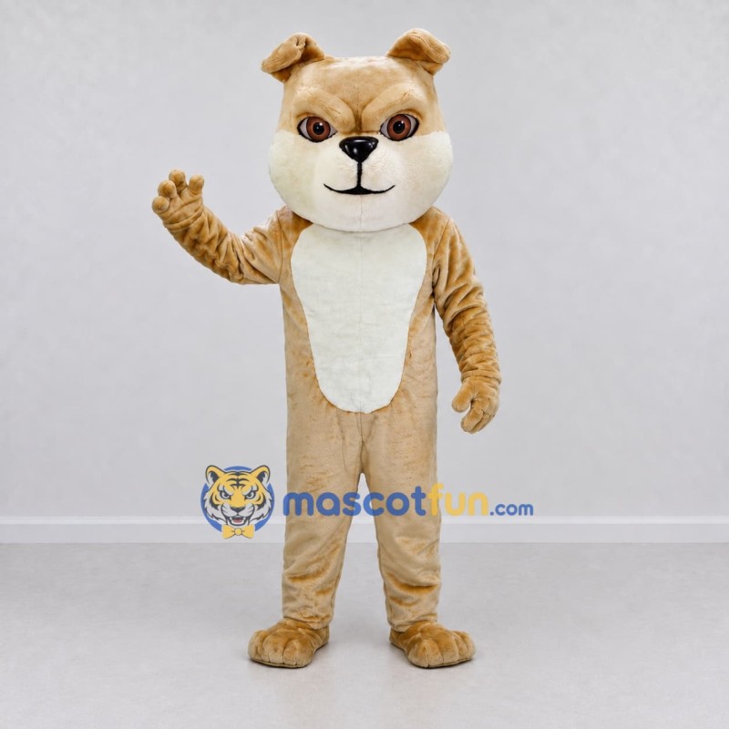 Custom Tan and White Bulldog Mascot Costume Adult Full Body Suit for Sports Events Custom Tan and White Bulldog Mascot Costume Adult Full Body Suit for Sports Events