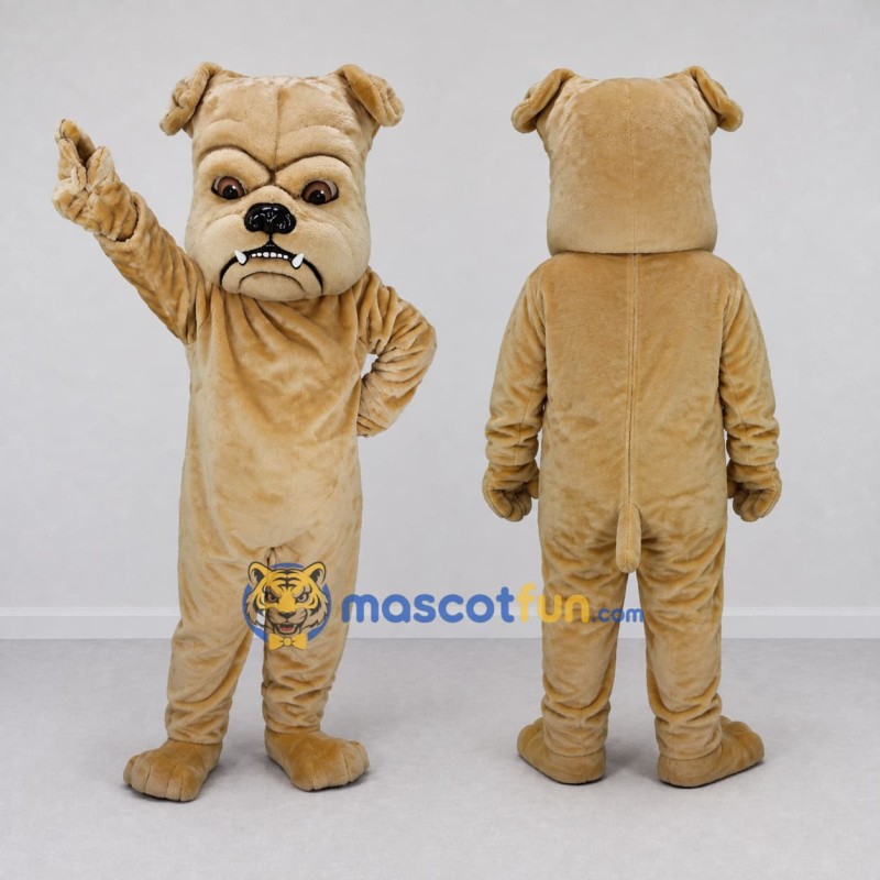 Custom Tan Bulldog Mascot Costume Adult Full Body Suit for Sports Events Custom Tan Bulldog Mascot Costume Adult Full Body Suit for Sports Events