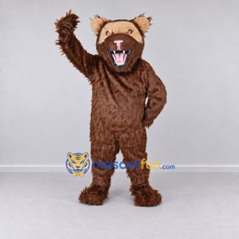Custom Brown and Tan Wildcat Mascot Costume Adult Full Body Suit for Sports Events Custom Brown and Tan Wildcat Mascot Costume Adult Full Body Suit for Sports Events