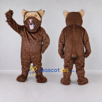 Custom Brown and Tan Wildcat Mascot Costume Adult Full Body Suit for Sports Events