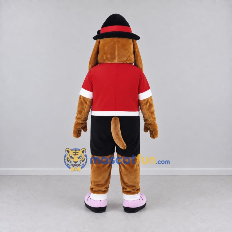 Custom Brown Red and Black Dog Mascot Costume Adult Full Body Suit for Themed Events