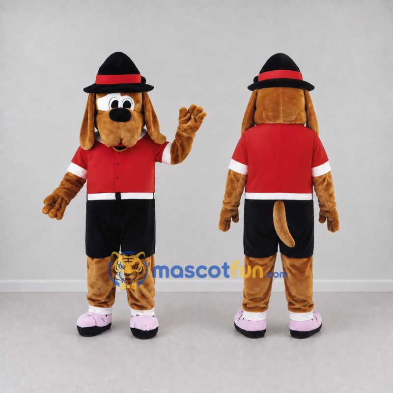 Custom Brown Red and Black Dog Mascot Costume Adult Full Body Suit for Themed Events