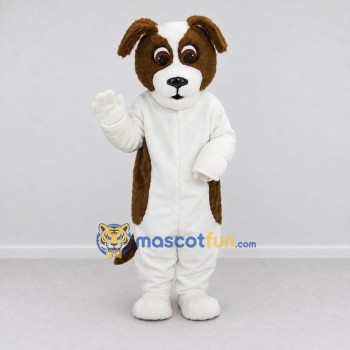 Custom White and Brown Dog Mascot Costume Adult Full Body Suit for Pet Events Custom White and Brown Dog Mascot Costume Adult Full Body Suit for Pet Events