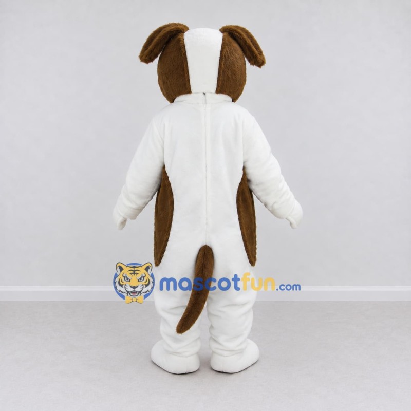 Custom White and Brown Dog Mascot Costume Adult Full Body Suit for Pet Events Custom White and Brown Dog Mascot Costume Adult Full Body Suit for Pet Events