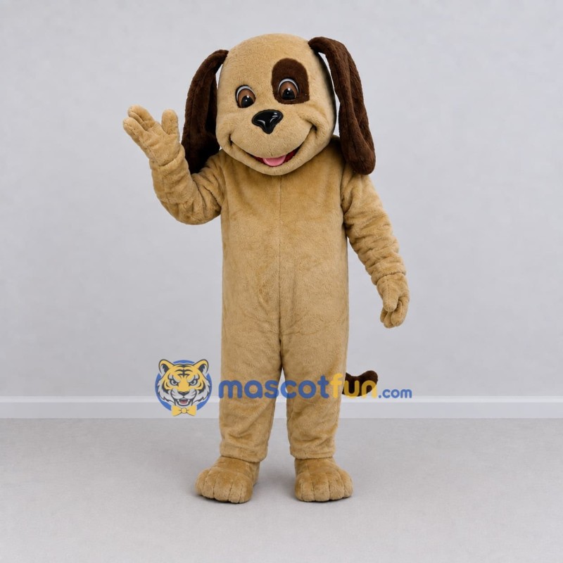 Custom Tan and Brown Dog Mascot Costume Adult Full Body Suit for Children's Events Custom Tan and Brown Dog Mascot Costume Adult Full Body Suit for Children's Events