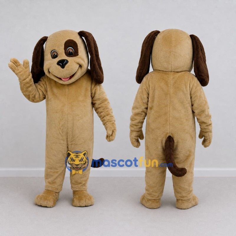 Custom Tan and Brown Dog Mascot Costume Adult Full Body Suit for Children's Events Custom Tan and Brown Dog Mascot Costume Adult Full Body Suit for Children's Events