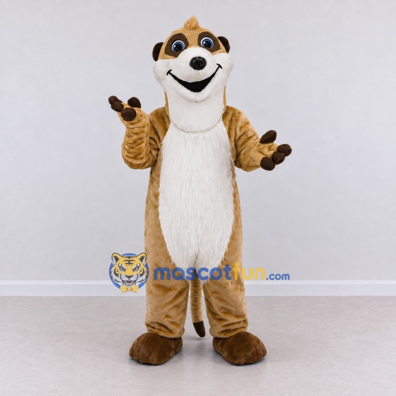 Custom Tan and White Meerkat Mascot Costume Adult Full Body Suit for Wildlife Events