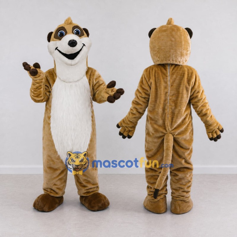 Custom Tan and White Meerkat Mascot Costume Adult Full Body Suit for Wildlife Events