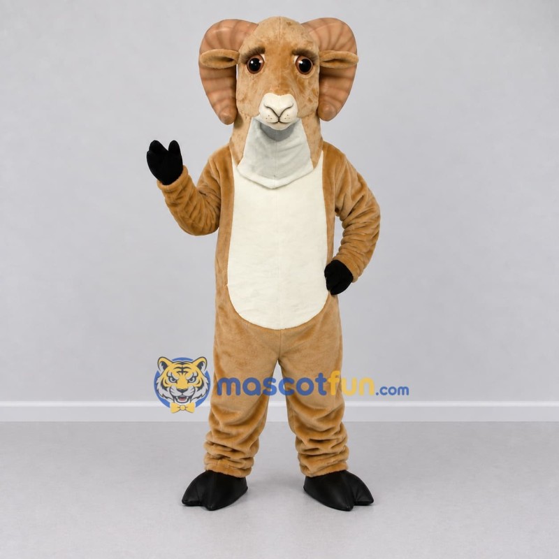 Custom Tan and Cream Ram Mascot Costume Adult Full Body Suit for Farm Events Custom Tan and Cream Ram Mascot Costume Adult Full Body Suit for Farm Events
