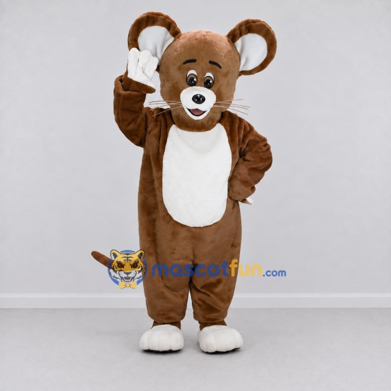 Custom Brown and White Mouse Mascot Costume Adult Full Body Suit for Children's Events Custom Brown and White Mouse Mascot Costume Adult Full Body Suit for Children's Events