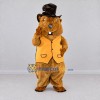 Custom Golden Brown and Black Top Hat Beaver Mascot Costume Adult Full Body Suit for Themed Events