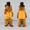Custom Golden Brown and Black Top Hat Beaver Mascot Costume Adult Full Body Suit for Themed Events