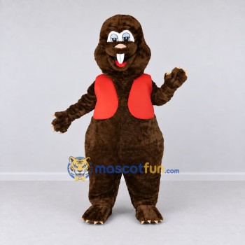 Custom Brown and Red Beaver Mascot Costume Adult Full Body Suit for School Events