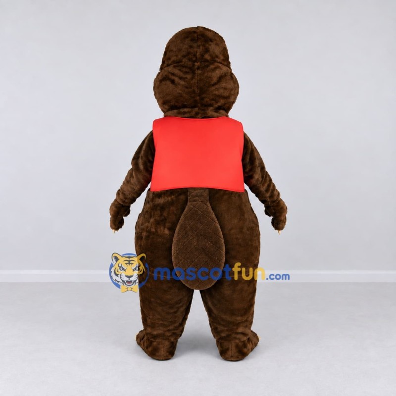 Custom Brown and Red Beaver Mascot Costume Adult Full Body Suit for School Events Custom Brown and Red Beaver Mascot Costume Adult Full Body Suit for School Events