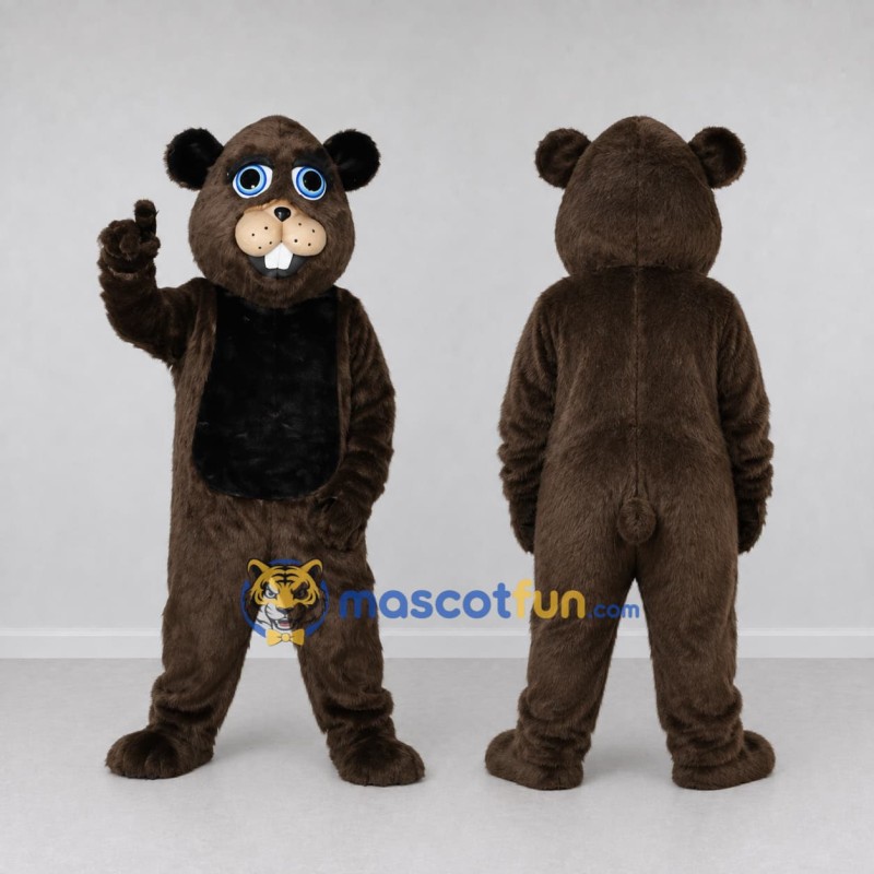 Custom Dark Brown and Black Rodent Mascot Costume Adult Full Body Suit for Nature Events