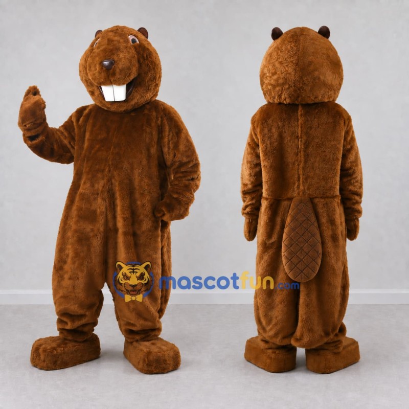 Custom Reddish Brown Beaver Mascot Costume Adult Full Body Suit for School Events Custom Reddish Brown Beaver Mascot Costume Adult Full Body Suit for School Events