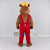 Custom Brown Red and Yellow Worker Bear Mascot Costume Adult Full Body Suit for Community Events