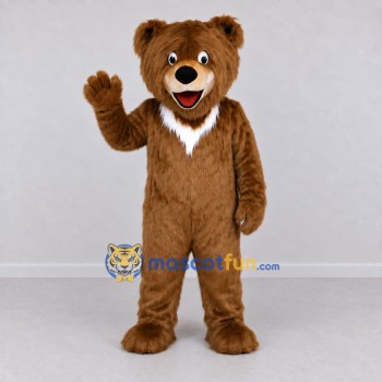Custom Brown and White Bear Mascot Costume Adult Full Body Suit for School Events