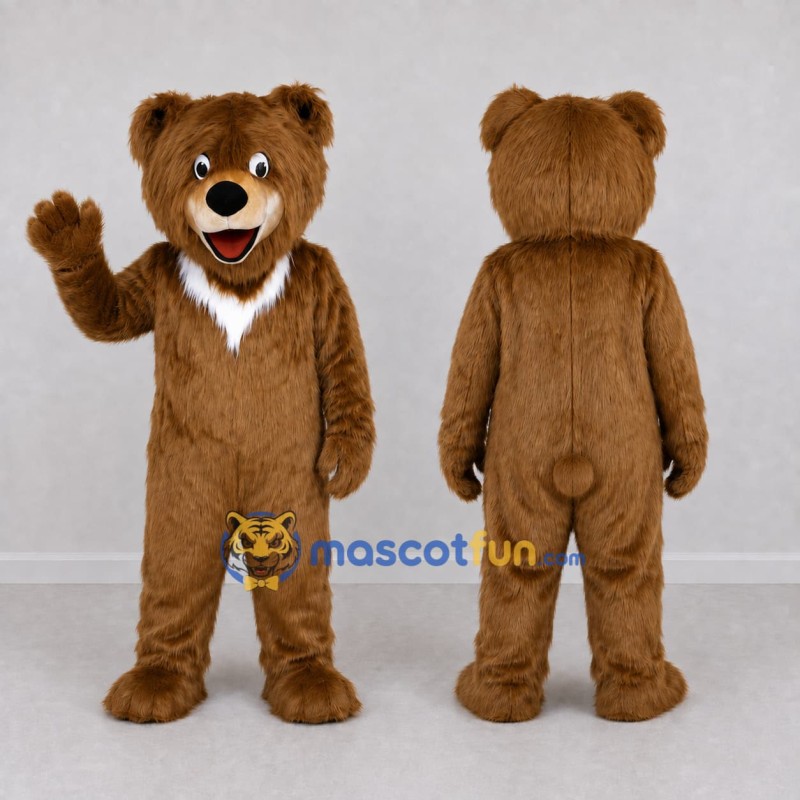 Custom Brown and White Bear Mascot Costume Adult Full Body Suit for School Events Custom Brown and White Bear Mascot Costume Adult Full Body Suit for School Events