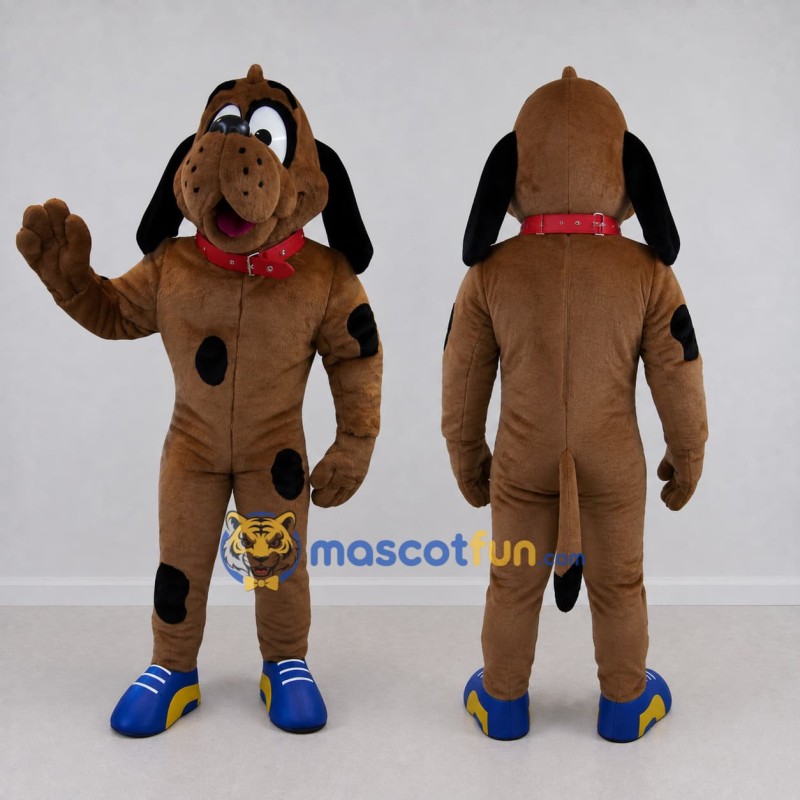 Custom Brown and Black Dog Mascot Costume Adult Full Body Suit for Children's Events