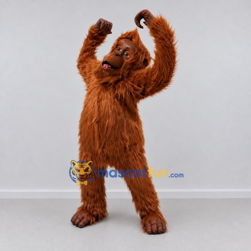 Custom Reddish Brown Orangutan Mascot Costume Adult Full Body Suit for Wildlife Events Custom Reddish Brown Orangutan Mascot Costume Adult Full Body Suit for Wildlife Events