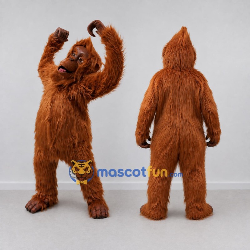 Custom Reddish Brown Orangutan Mascot Costume Adult Full Body Suit for Wildlife Events Custom Reddish Brown Orangutan Mascot Costume Adult Full Body Suit for Wildlife Events