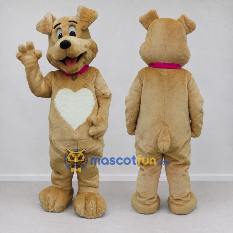 Custom Tan and White Dog Mascot Costume Adult Full Body Suit for Pet Events Custom Tan and White Dog Mascot Costume Adult Full Body Suit for Pet Events