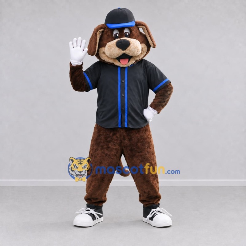 Custom Brown Black and Blue Dog Mascot Costume Adult Full Body Suit for Themed Events